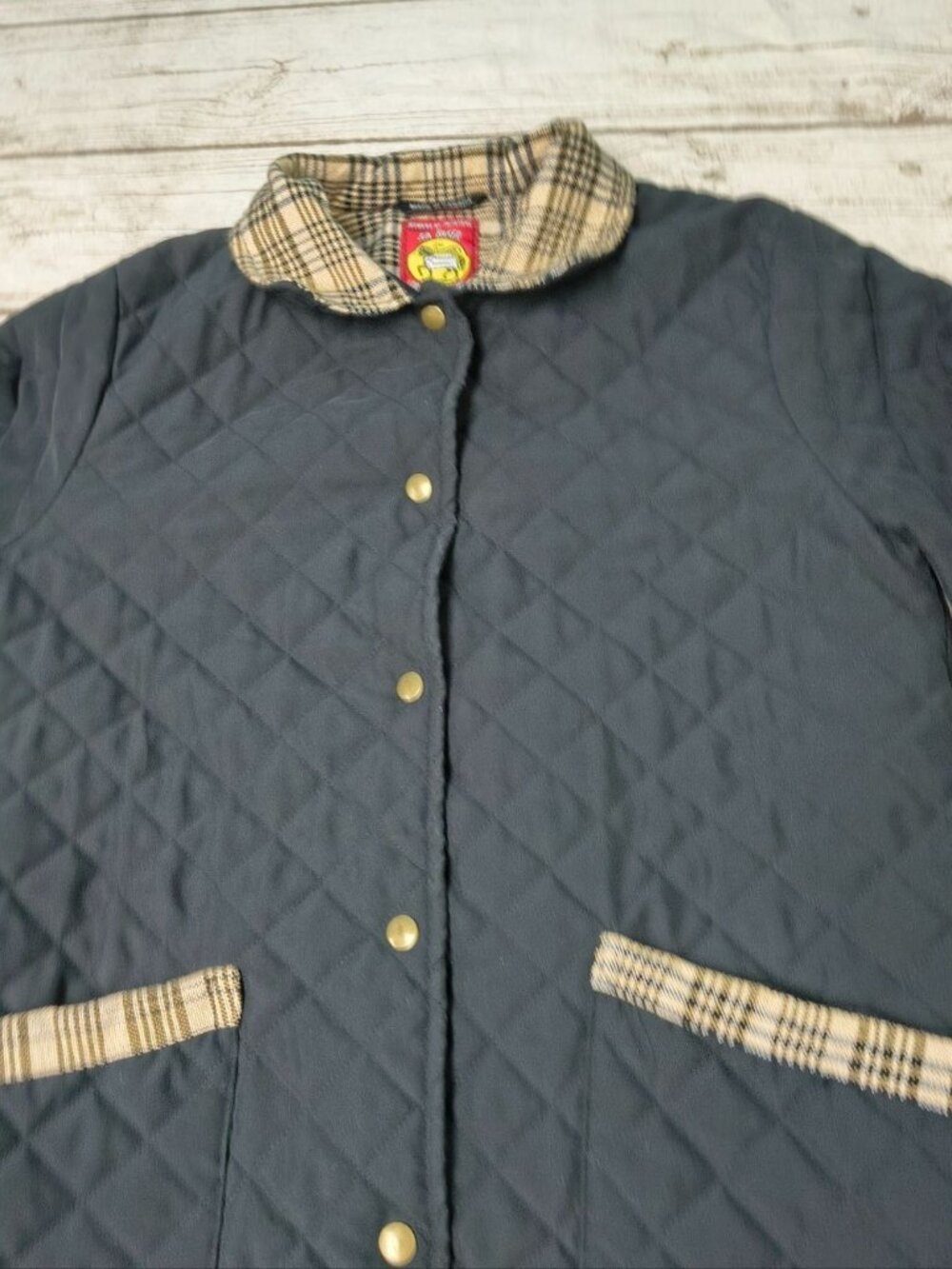 Vintage Sia Baker By Amberhill Black Quilted Equestrian Jacket Size Small - Picture 5 of 8